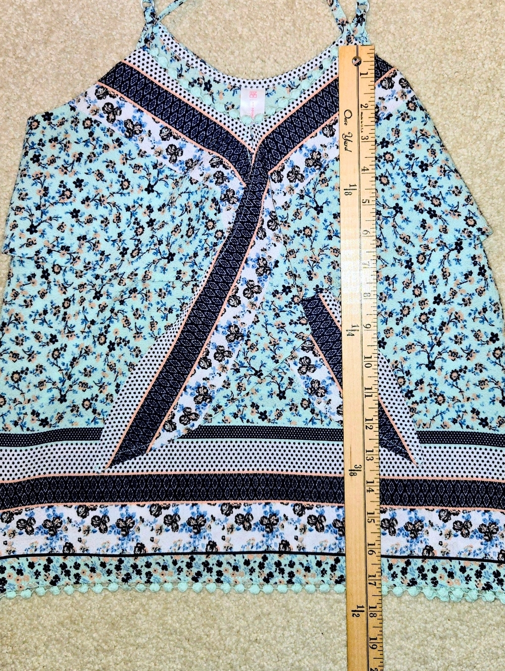 Like New Floral Print Blue Sleeveless Cami Top Womens Size XS - Picture 5 of 8